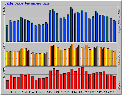 Daily usage for August 2013