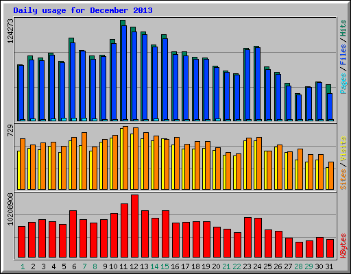 Daily usage for December 2013