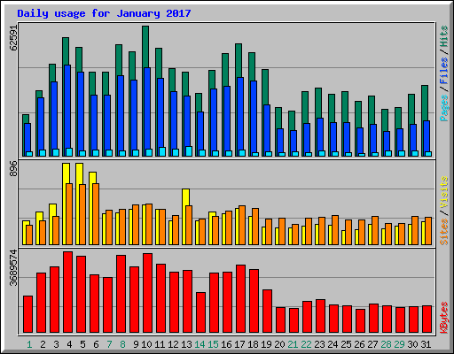 Daily usage for January 2017