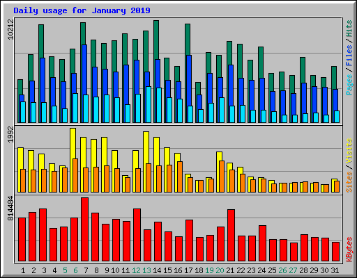 Daily usage for January 2019