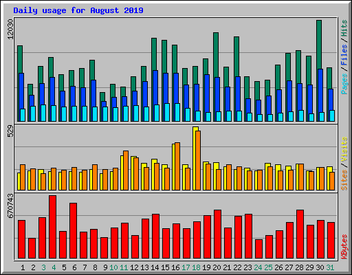 Daily usage for August 2019