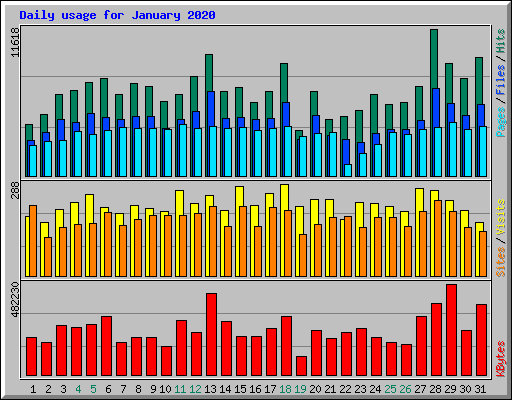 Daily usage for January 2020