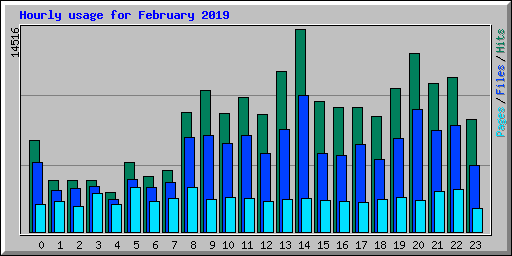 Hourly usage for February 2019